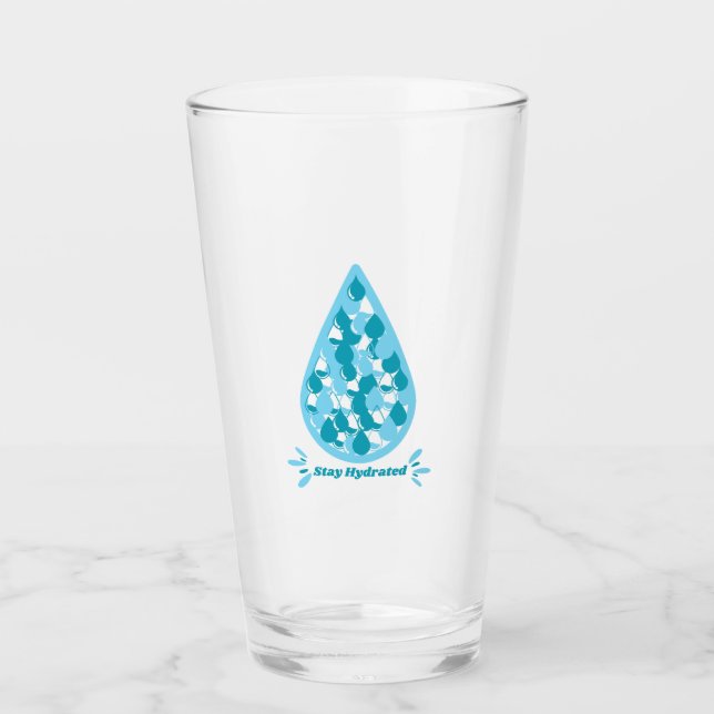Copo De Pint Azul e branco Mantenha-se Hidratado (Frente)