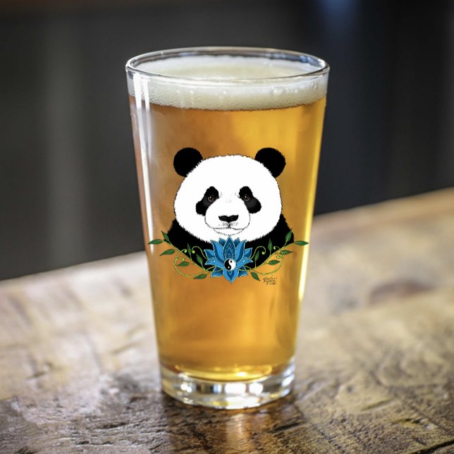 Copo De Pint Azul Flor de Lotus Panda Bear (Criador carregado)