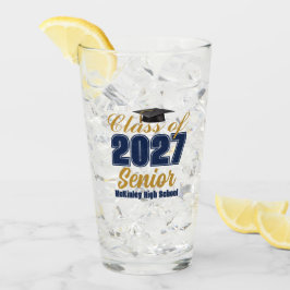Copo De Pint Azul Marinho Dourado Turma de 2027 Personalizado