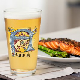 Copo De Pint Azul Medieval e Vermelho Ivy Iluminado - Letra A