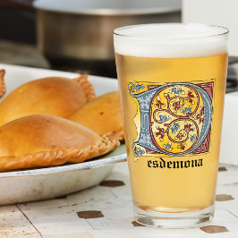 Copo De Pint Azul Medieval e Vermelho Ivy Iluminado - Letra D G