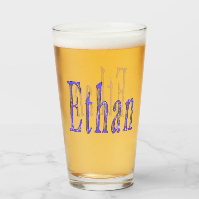 Copo De Pint Azul Starry Ethan Name (Frente (Preenchido))