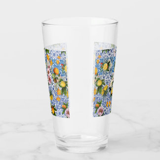 Copo De Pint Azulejos do estilo Siciliano com flores e limão