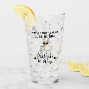 Copo De Pint BADASS Sister-In-Law Partners IN Wine Funny Llama