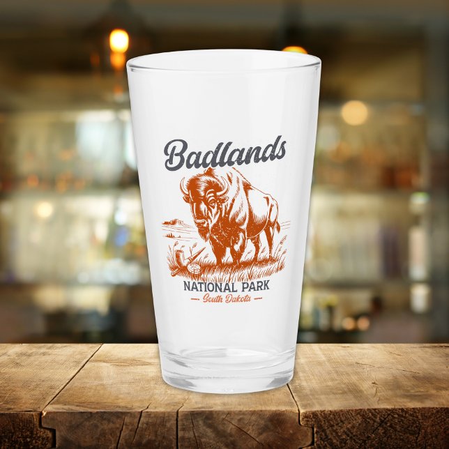 Copo De Pint Badlands National Park Retro Bison Souvenir (Criador carregado)