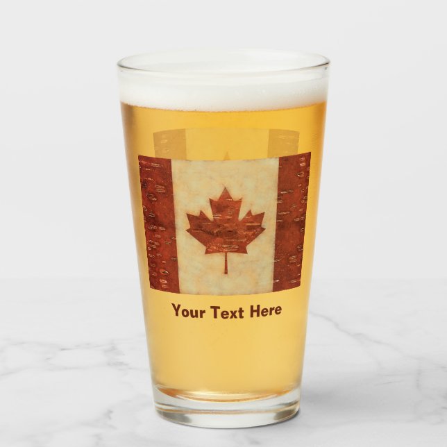 Copo De Pint Bandeira Canadense em Casca de Bétula (Frente (Preenchido))