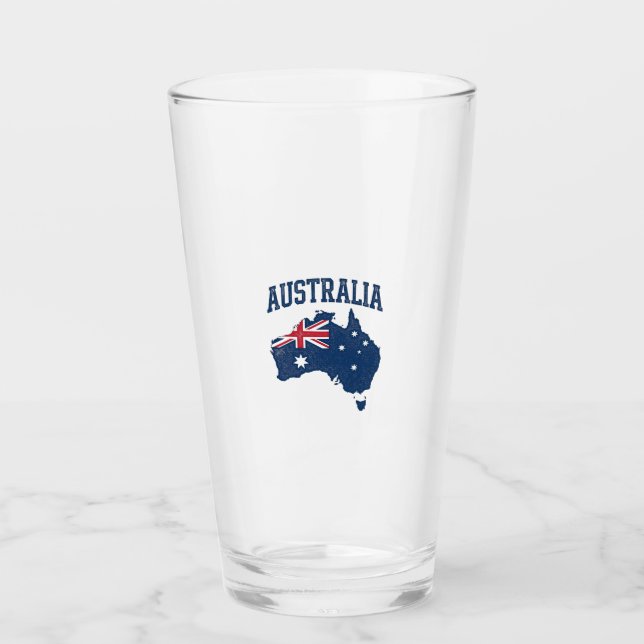 Copo De Pint Bandeira da Austrália Mapa Gráfico Antigo Maltrata (Frente)