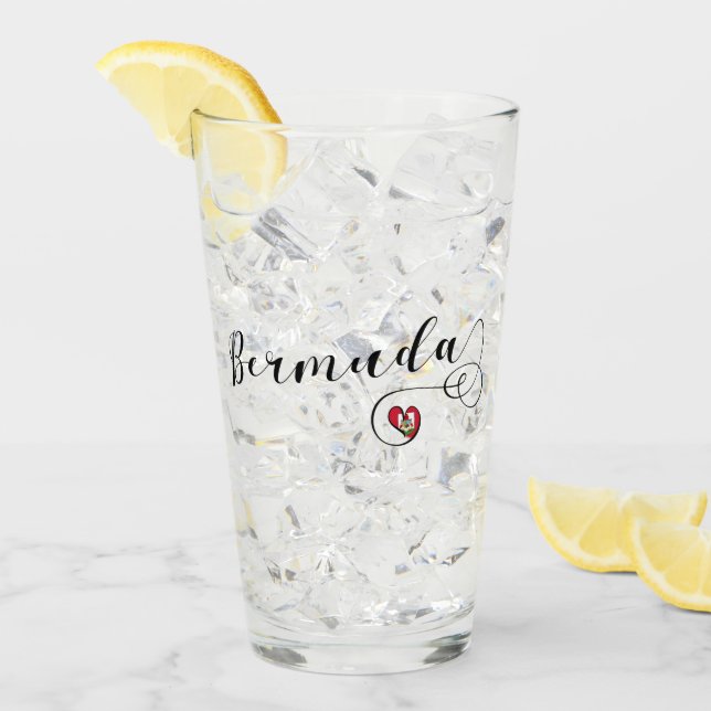 Copo De Pint Bandeira Das Bermudas No Coração (Gelo frontal)