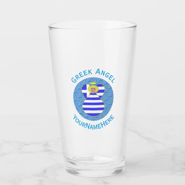 Copo De Pint Bandeira de Anjo Loiro Grego Personalizada (Frente)