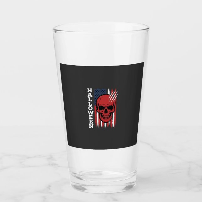 Copo De Pint Bandeira de Caveira de Halloween Vetor Design_1 (Frente)