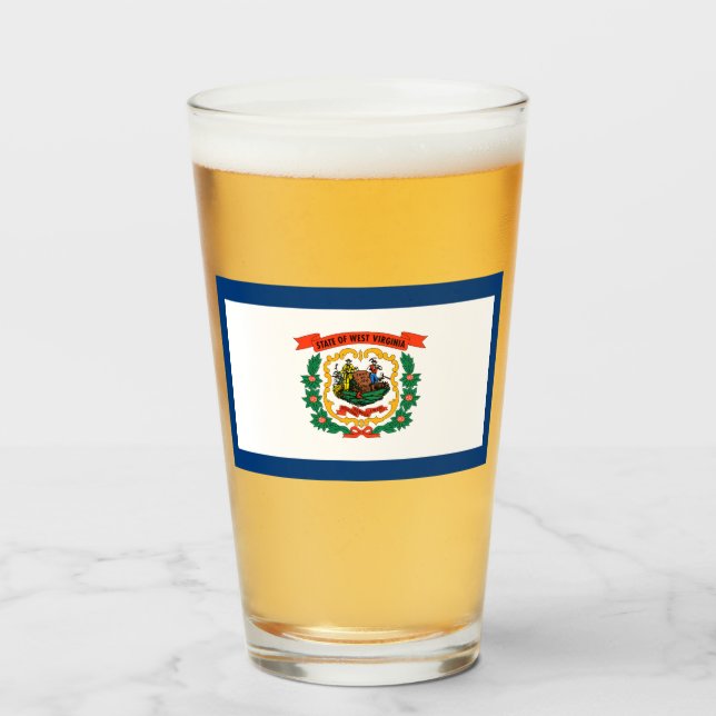 Copo De Pint Bandeira do Estado da Virgínia Ocidental (Frente (Preenchido))