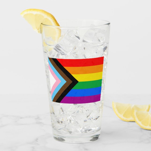 Copo De Pint Bandeira do Orgulho Progressivo LGBTQ+ (Gelo frontal)