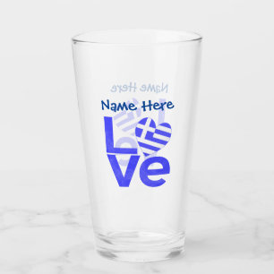 Copo De Pint Bandeira Grega do Amor Azul Personalizada