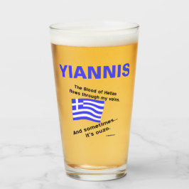 Copo De Pint Bandeira Grega Hellas Sangue e Ouzo Personalizado