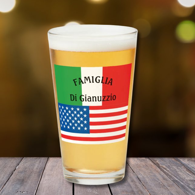 Copo De Pint Bandeira Italiana - Bandeira Americana (Flag of Italy American Flag
Italian American Pride
Glass Tumbler)