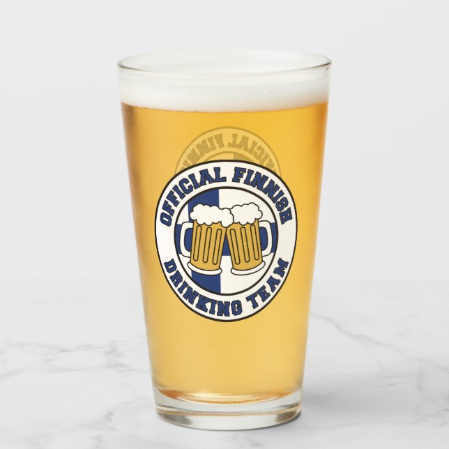 Copo De Pint Bandeira Oficial Da Equipe Bebendo Finlandesa Da F (Frente (Preenchido))