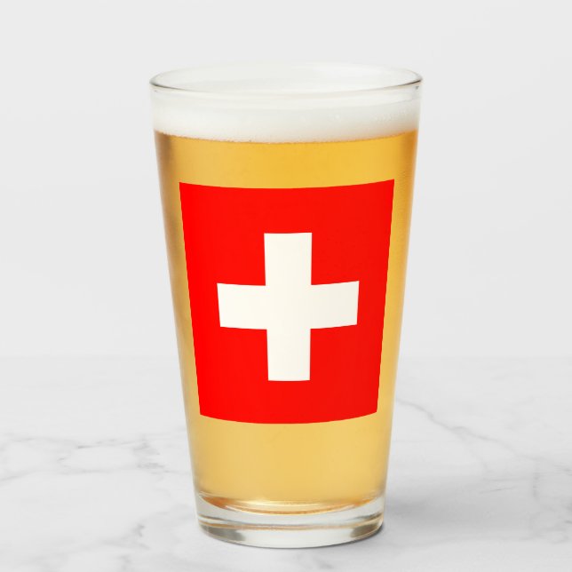 Copo De Pint Bandeira Suíça (Suiça) (Frente (Preenchido))