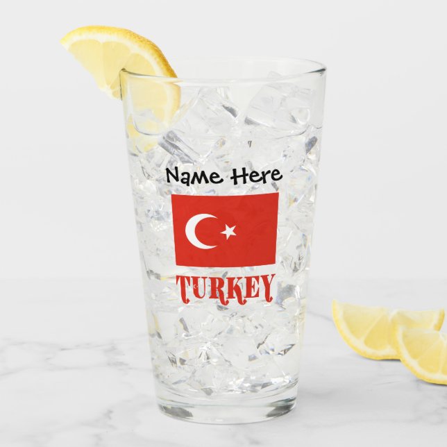 Copo De Pint Bandeira Turca e Turquia Personalizadas  (Gelo frontal)