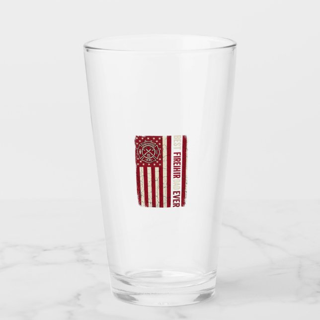 Copo De Pint Bandeira Vertical Papai Bombeiro Vintage (Frente)