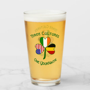 Copo De Pint Bandeiras Americanas Irlandesas Belgas Trevo Perso