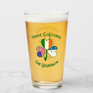 Copo De Pint Bandeiras Azorianas Irlandesas Americanas Shamrock