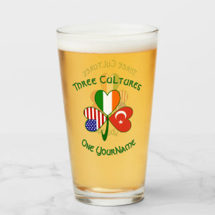 Copo De Pint Bandeiras turcas irlandesas americanas Shamrock Pe
