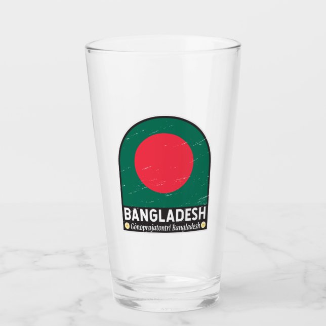 Copo De Pint Bangladesh Flag Emblem Dissipado Vintage (Frente)