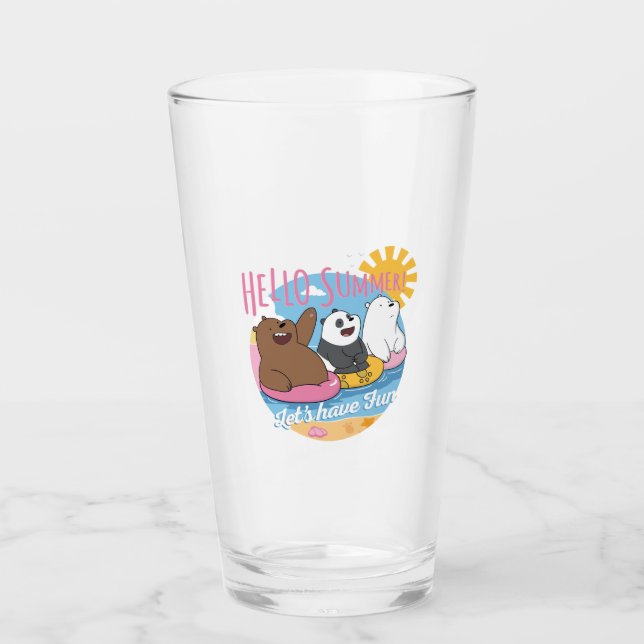 Copo De Pint Bare Bears - Olá Summer! Vamos se divirta (Frente)
