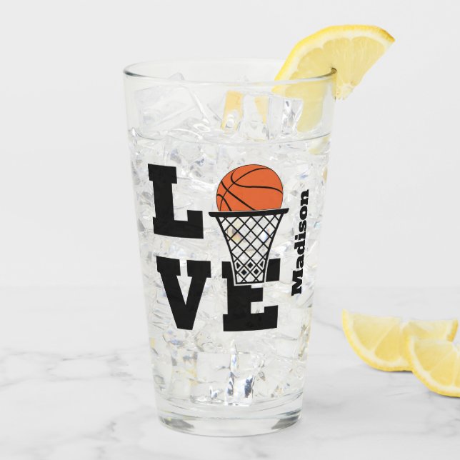 Copo De Pint Basquete de Amor Nome Personalizado (Gelo traseiro)