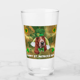 Copo De Pint Basset Hound Dourado Feliz Dia de São Patrício