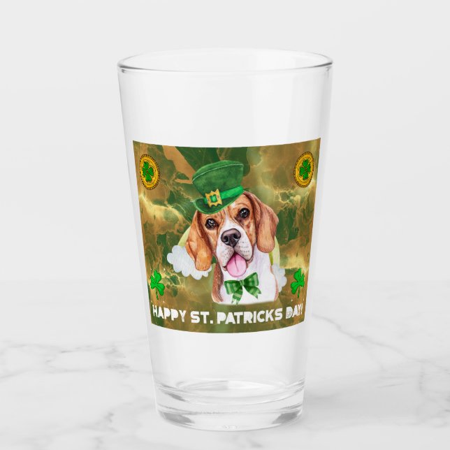 Copo De Pint Beagle Gold Feliz Dia de São Patrício (Frente)