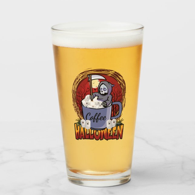 Copo De Pint Beba Café E Seja Assustador (Frente (Preenchido))