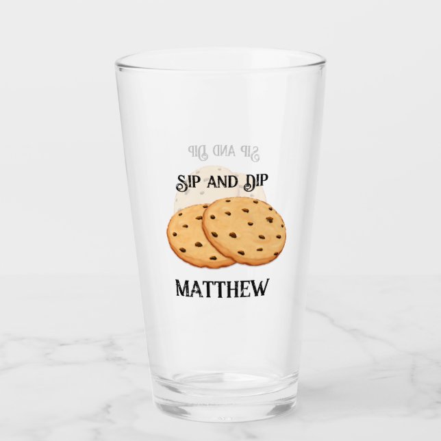 Copo De Pint Beba e Mergulhe Leite e Biscoitos Personalizados (Frente)