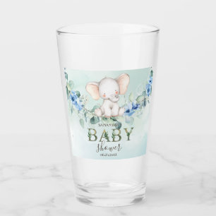 Copo De Pint Bebê Elefante Fofo Rosas Azuis