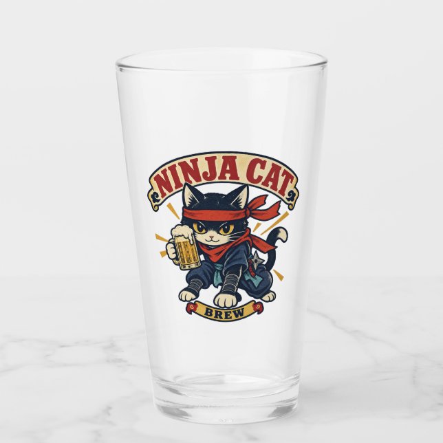 Copo De Pint Beer Mug Design - Ninja Cat Brew - (Frente)