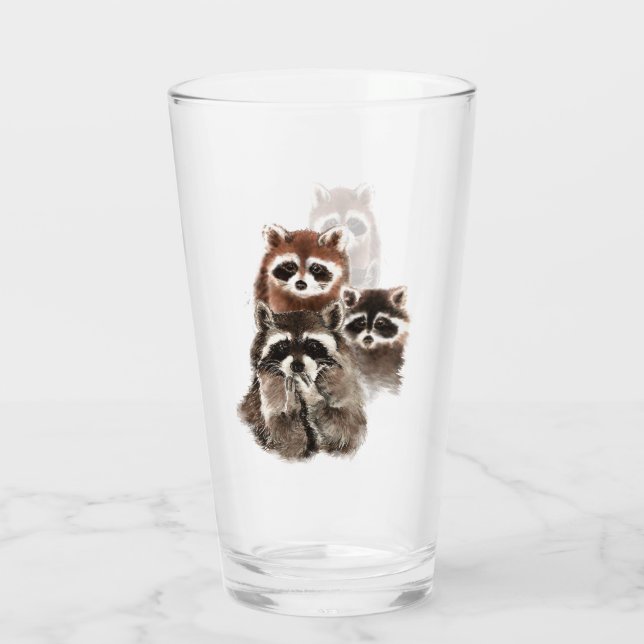 Copo De Pint Bela família ou amigos Raccoon Animal Art (Verso)