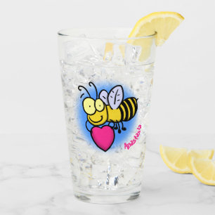 Copo De Pint Belo abelha engraçada com ilustração cardíaca