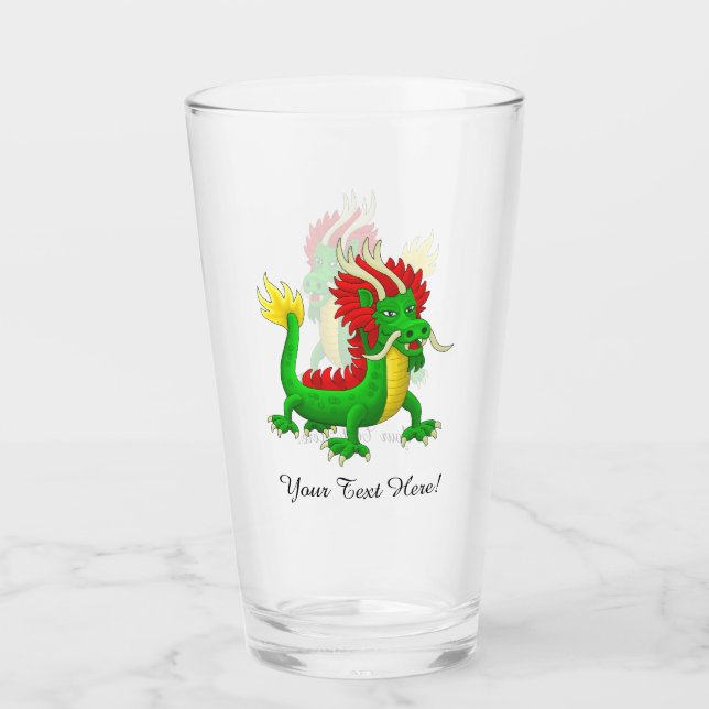 Copo De Pint Belo Dragão Chinês Desenhado à Mão (Frente)