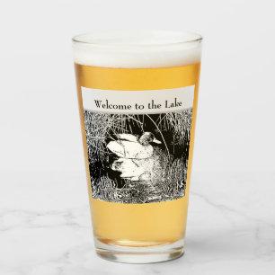 Copo De Pint Bem-vindo lago House Duck Foto Black White Nature