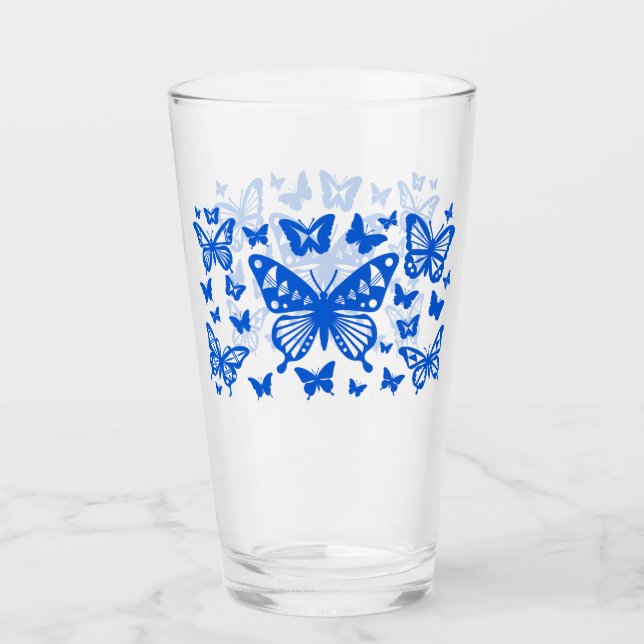 Copo De Pint Bênção da borboleta em azul (Frente)