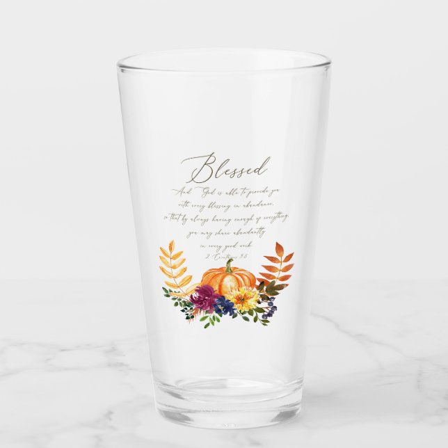 Copo De Pint Bênçãos em abundância de abóboras e mães (Frente)