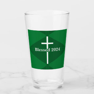 Copo De Pint Bendito Ano Novo, Cristão Verde e Cruz Branca