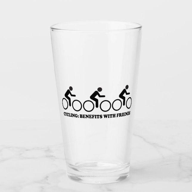 Copo De Pint Benefícios do Ciclismo com Amigos (Frente)