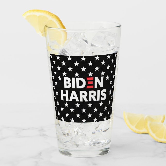 Copo De Pint Biden / Harris White Stars Padrão Black (Gelo frontal)