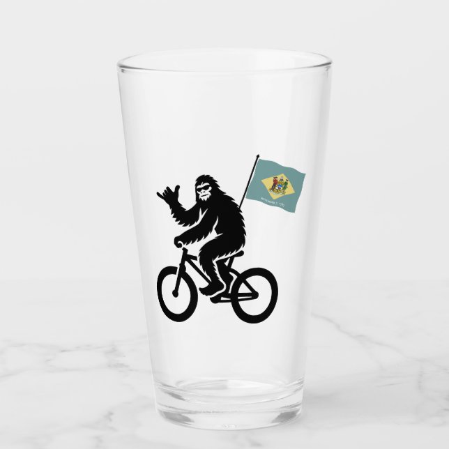 Copo De Pint Bigfoot Ciclista Bandeira de Delaware (Frente)