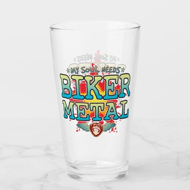 Copo De Pint Biker Metal Soul Glass Tumbler (Frente)