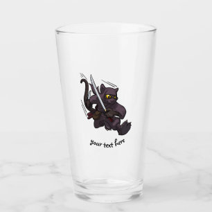 Copo De Pint Black Cat Ninja Katana Espadas Voando Cartografia