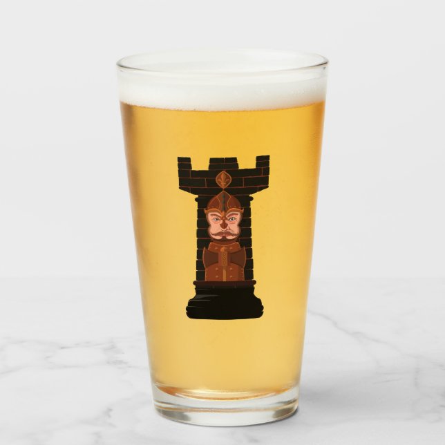 Copo De Pint Black Chess Rook (Frente (Preenchido))