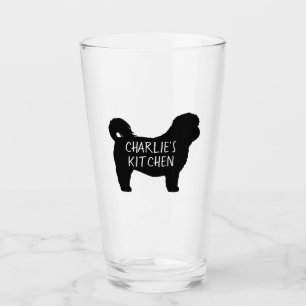Copo De Pint Black Shih Tzu Dog Silhouette Personalizado