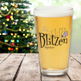 Copo De Pint Blitzen Natal Engraçado Reindeer Puro Vidro